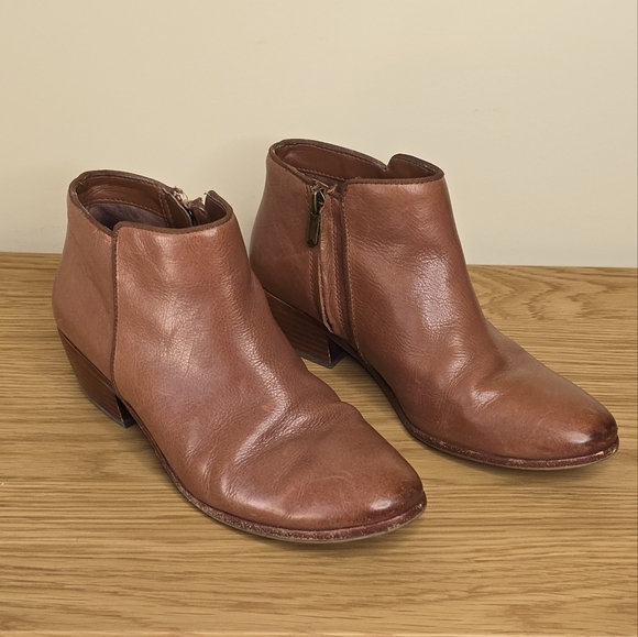 Sam Edelman Women’s Petty Leather Camel Cognac Brown Ankle Boot Size 8 - Picture 9 of 11